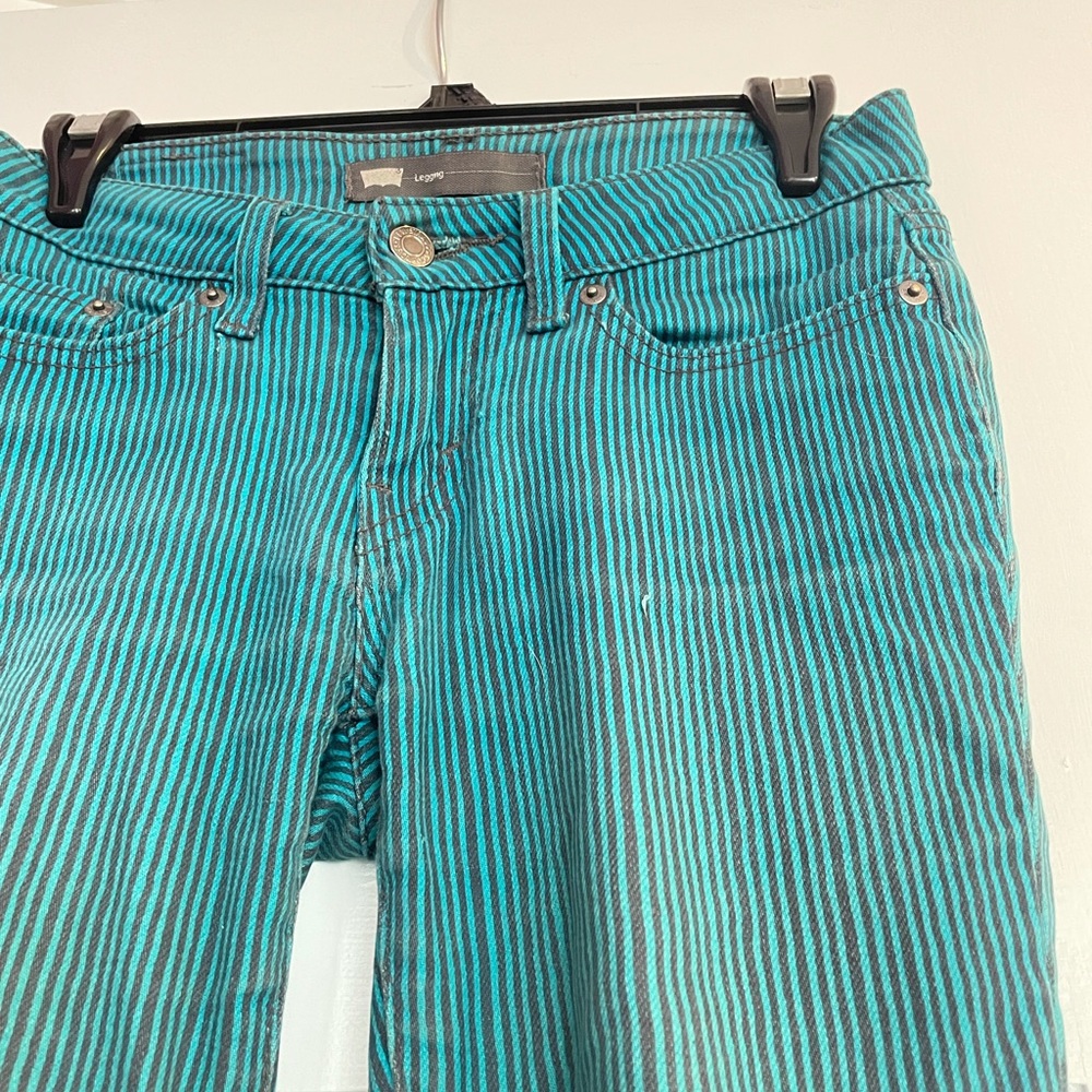Levi Teal Stripped Jeggings